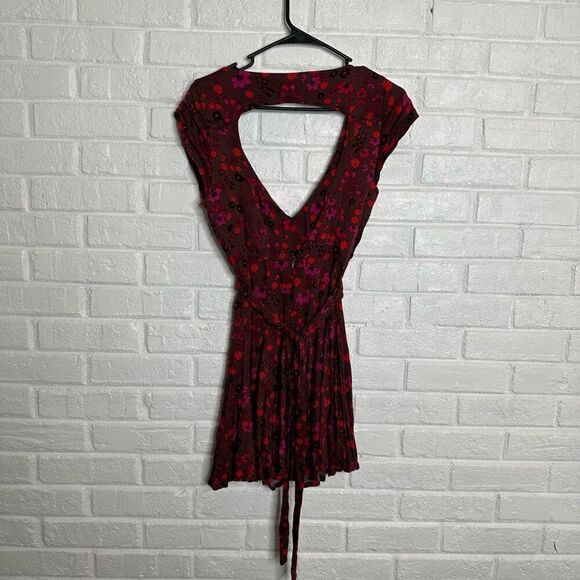 NWT Free People It Takes Two Wrap Dress Plum Pink Floral size Small - Picture 5 of 5
